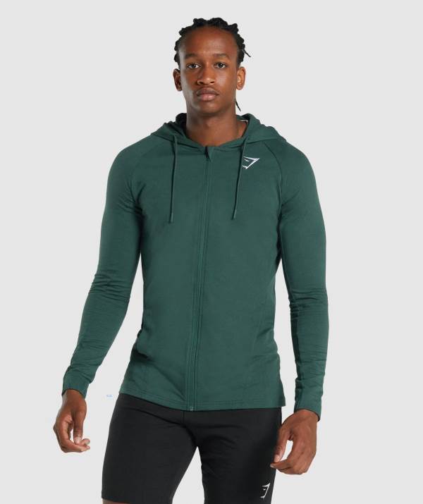 Panske Mikiny S Kapucňou Gymshark Critical 2.0 Zip Up Tmavo Zelene | ER1638052